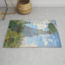 Claude Monet Woman with a Parasol - Madame Monet and Her Son 1875 Original Artwork Reproduction Design, Tshirts, Posters, Jerseys Rug