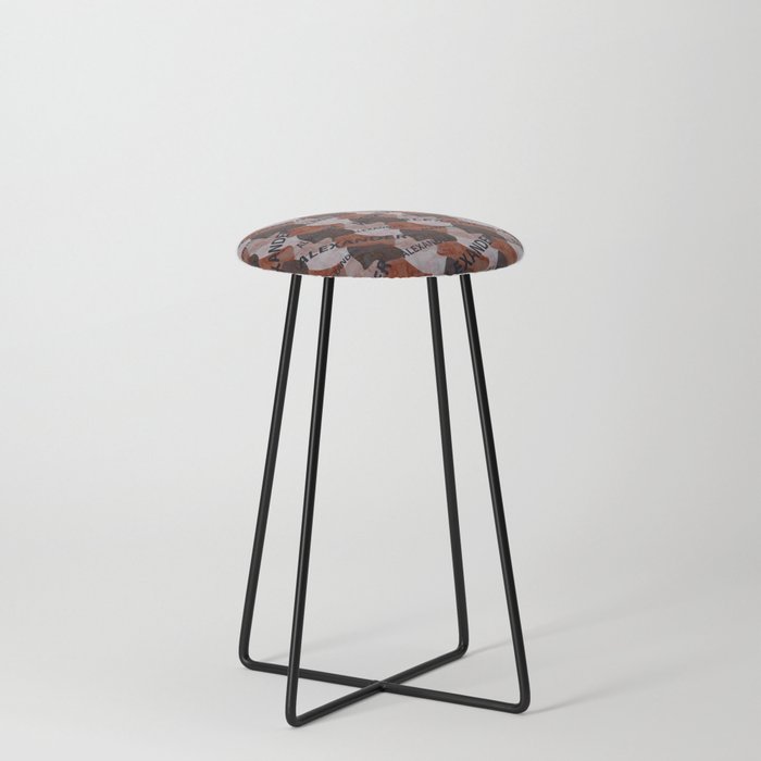  Alexander pattern in brown colors and watercolor texture Counter Stool