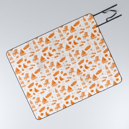 Orange Summer Beach Elements Pattern Picnic Blanket
