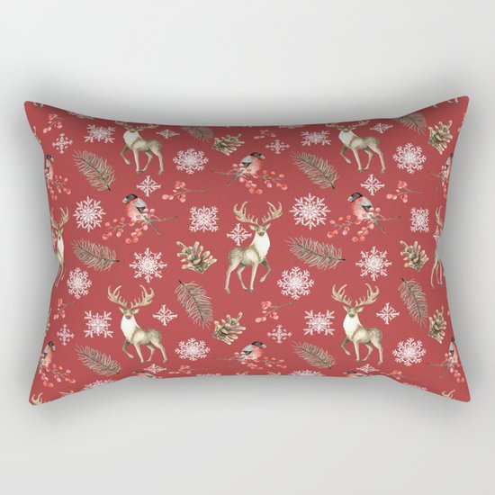 Deer and bullfinches Rectangular Pillow