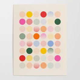 Retro Geometric Circles: Peach Bauhaus Edition Poster