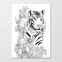 Sunflower Tiger: floral tiger print Canvas Print