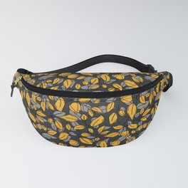 Yellow black floral silhouette pattern Fanny Pack