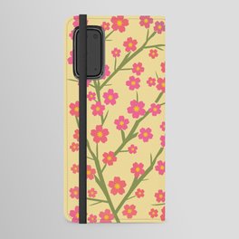 Blooming - coral on yellow 1 Android Wallet Case