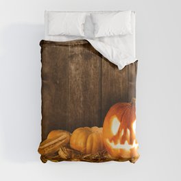 Scary Halloween Pumpkin Duvet Cover