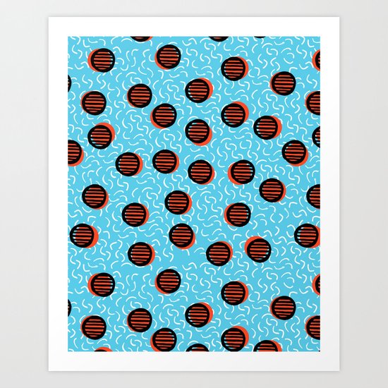 Swish - abstract retro throwback 1980s neon basketball sports college dorm pattern print bright fun Art Print