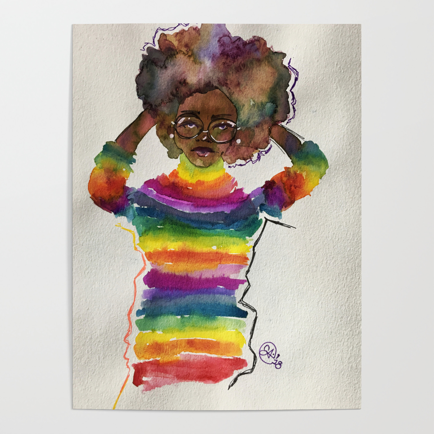 Portrait Of A Feminist 3 In Watercolor And Ink And Mixed Media By Imaginarium Arts Poster By Imaginarium Arts | Society6