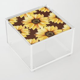 Sunflower blossom pattern vintage floral Acrylic Box