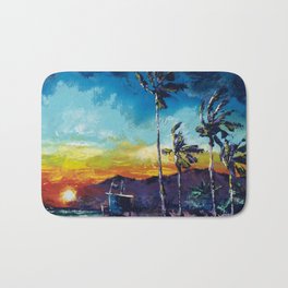 Tower Life 1 Bath Mat | Painting, Tropicalart, Acrylic, Malibu, Sunset, Venice, Surfpainting, Baywatch, Beachartprint, Impressionism 