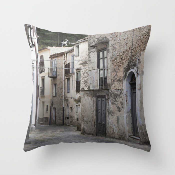 Sicilian Alley in Caltabellotta Throw Pillow