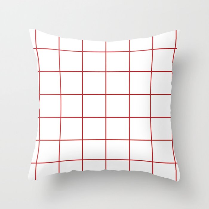 red grid Throw Pillow