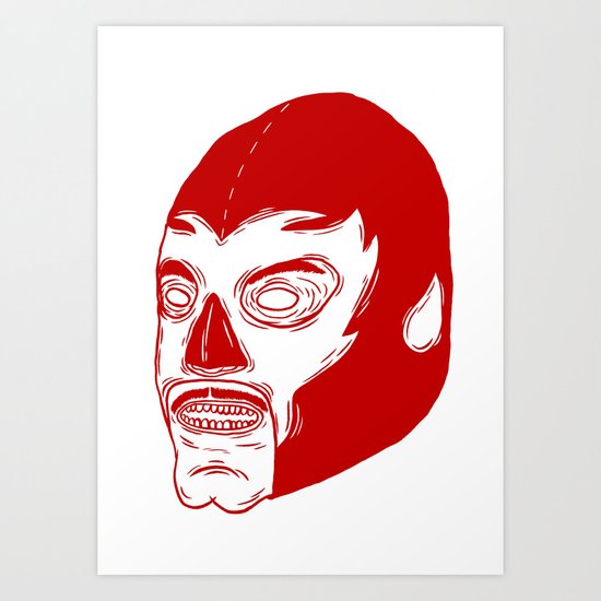 Red Luchador Art Print