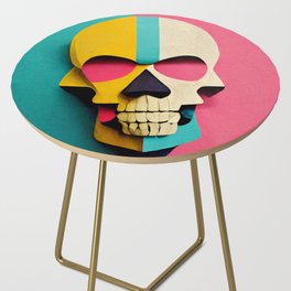 Paper Cut-Out Skull, pastel colors Side Table