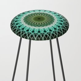 Pretty glowing green mandala Counter Stool