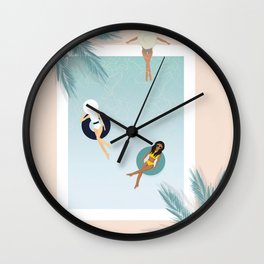 Summer Pool Day with friends Wall Clock