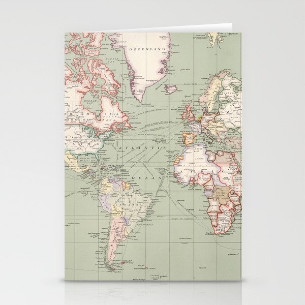 Vintage Map of The World (1915) Stationery Cards