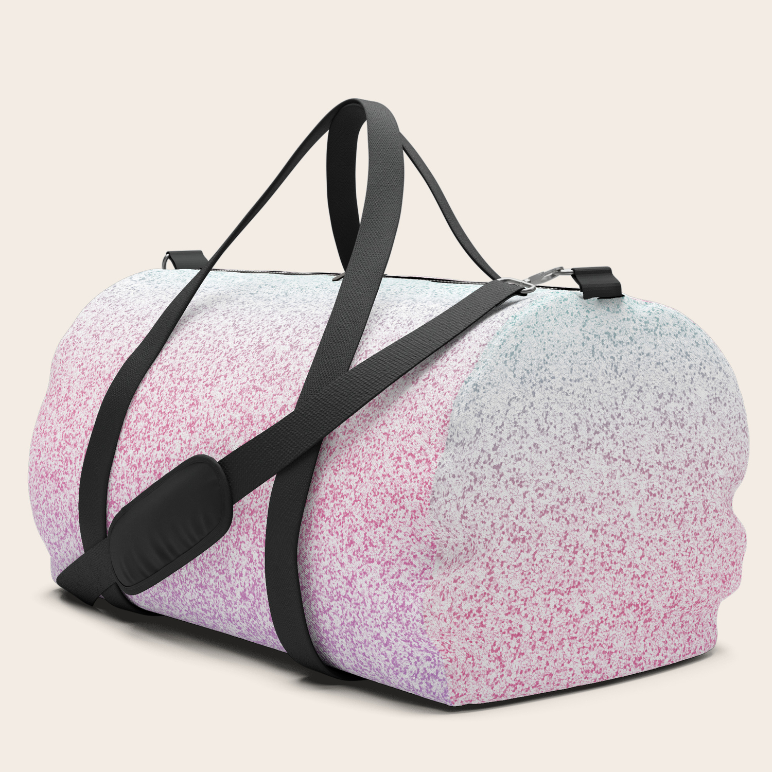 clear iridescent duffle bag