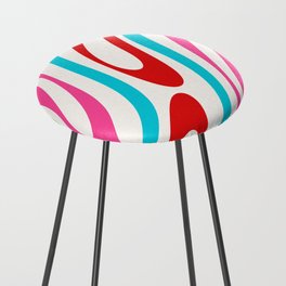 Abstract Wavy Loops Colorful Whimsical Retro Modern Pattern Counter Stool