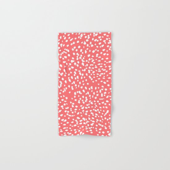 Claudia - abstract minimal coral dot polka dots painterly brushstrokes Hand & Bath Towel