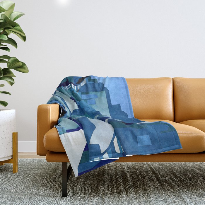 greece santorini abstract illustration Throw Blanket