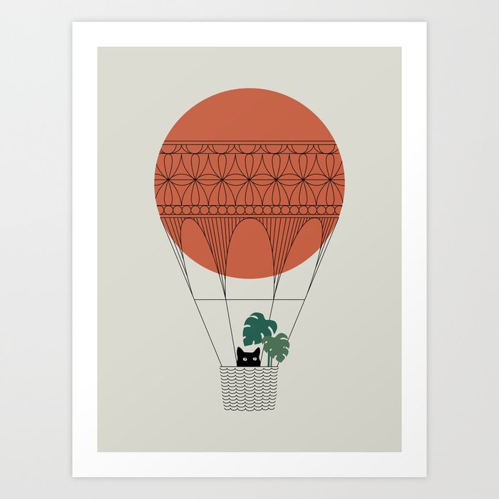Cat Landscape 138: Hot Sun Balloon Art Print