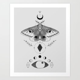 Metaphys Moth - Gray Art Print