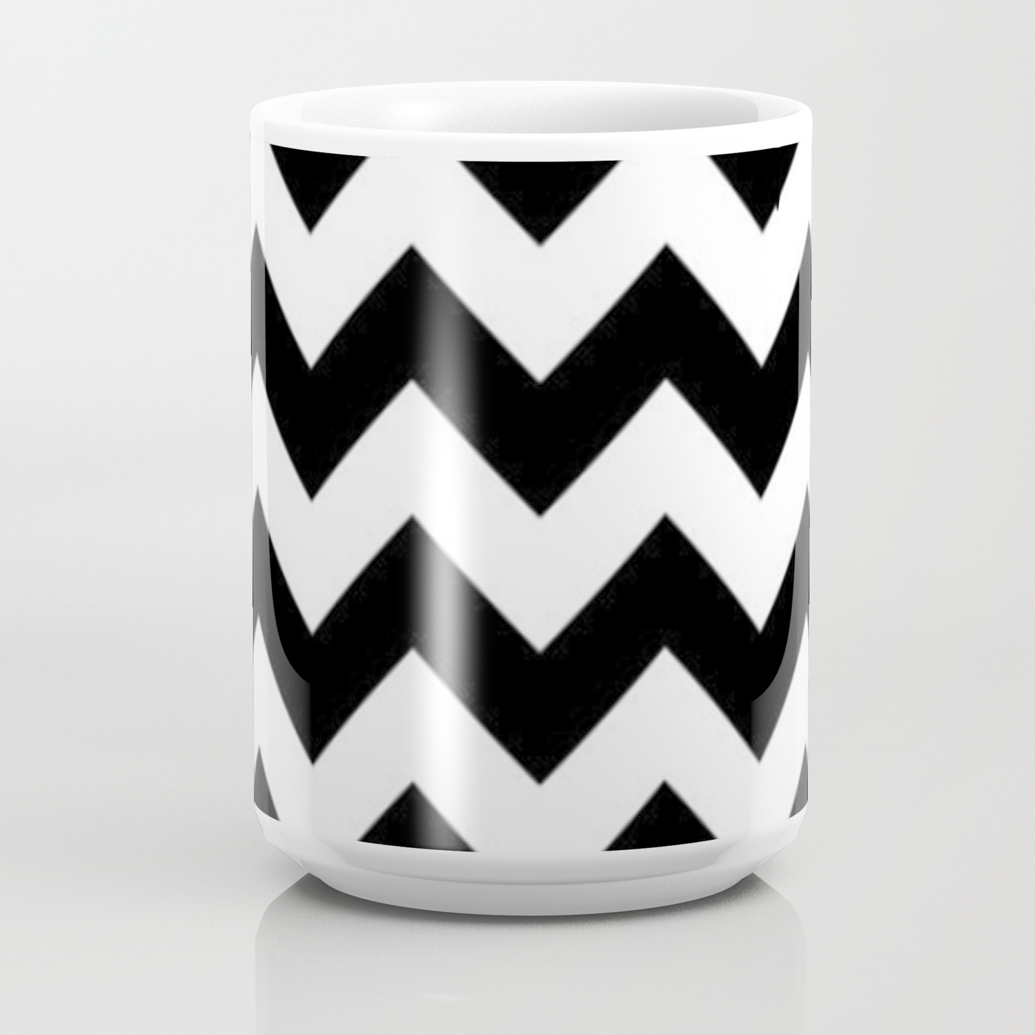 Black And White Chevron Pattern Thick Lined Zig Zag Coffee Mug