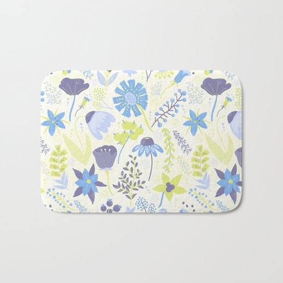 Blue and Purple Wildflowers Bath Mat