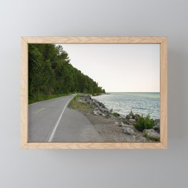 Lake Michigan and a Bicycle only Highway on Mackinac Island Framed Mini Art Print