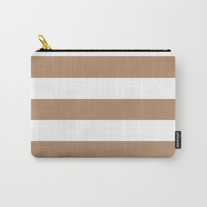 Light taupe - solid color - white stripes pattern Carry-All Pouch