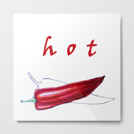 Hot . Red pepper on white background Metal Print