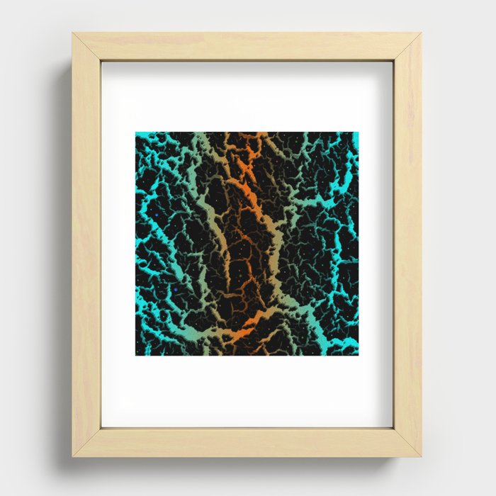 Cracked Space Lava - Cyan/Orange Recessed Framed Print