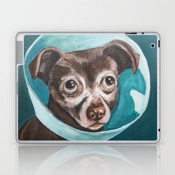 Sad Chiweenie Puppy Dog with Cone Laptop & iPad Skin