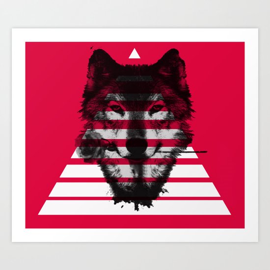 Red wolf white 4 Art Print