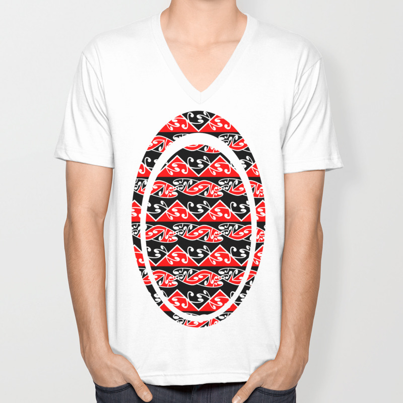 Kowhaiwhai Traditional Maori Koru Pattern V Neck T Shirt by mailboxdisco |  Society6