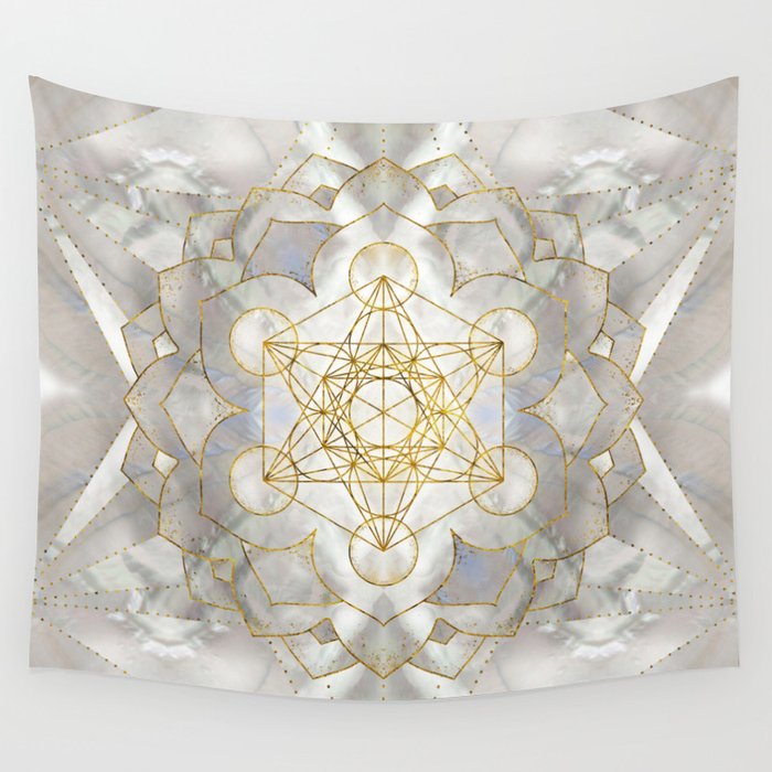 Metatron's Cube in lotus Sacred Geometry  Wall Tapestry