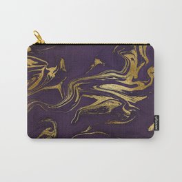 Dark Purple Gold Marble Carry-All Pouch