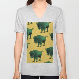bison pattern V Neck T Shirt