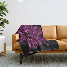 Dark Purple Mandala Design Throw Blanket