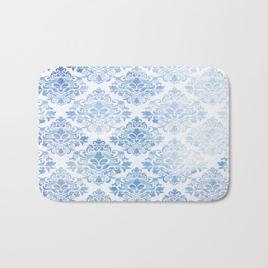 Blue Watercolor Pattern 04 Bath Mat