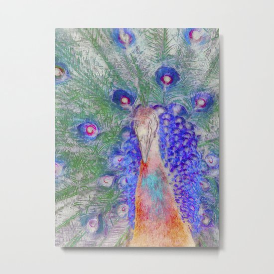 Painted Peacock Metal Print