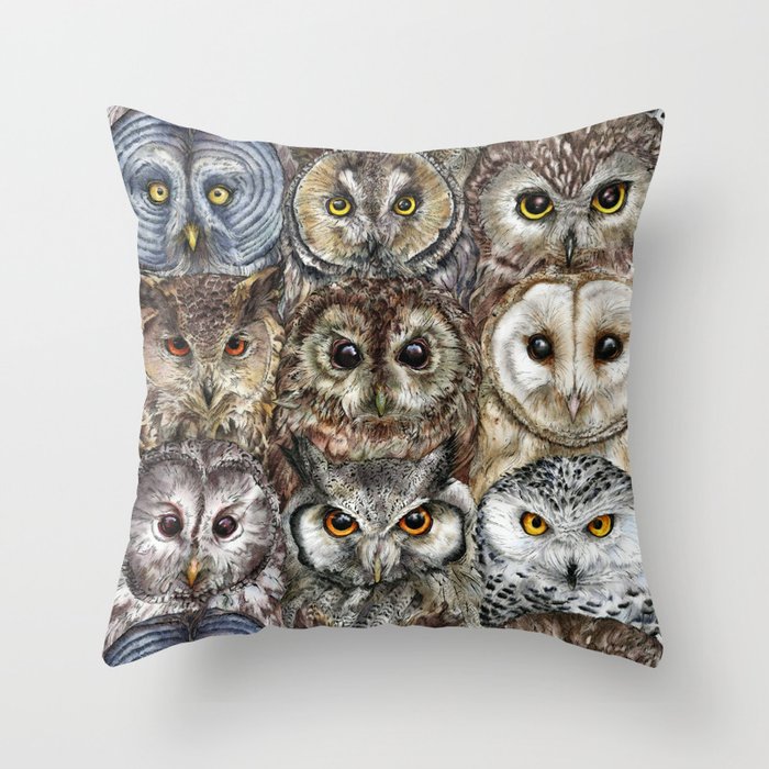 Owl Optics Throw Pillow