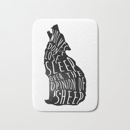 Wolves dont lose sleep over the opinion of sheep - version 1 - no background Bath Mat | Workout, Silhouette, Howl, Animal, Doge, Gym, Original, Vector, Motivational, Wolf 