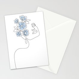 Blue Bloom Girl Stationery Card