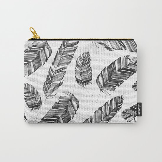 Black and white feathers Carry-All Pouch