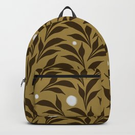 Paper bag brown and white floral pattern Backpack