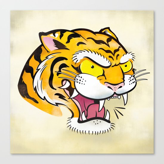 Tiger Tattoo Flash Canvas Print
