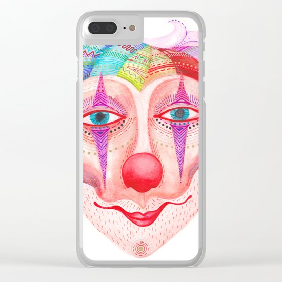 trust the clown mask portrait Clear iPhone Case
