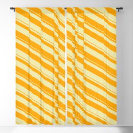 [ Thumbnail: Pale Goldenrod & Orange Colored Pattern of Stripes Blackout Curtain ]