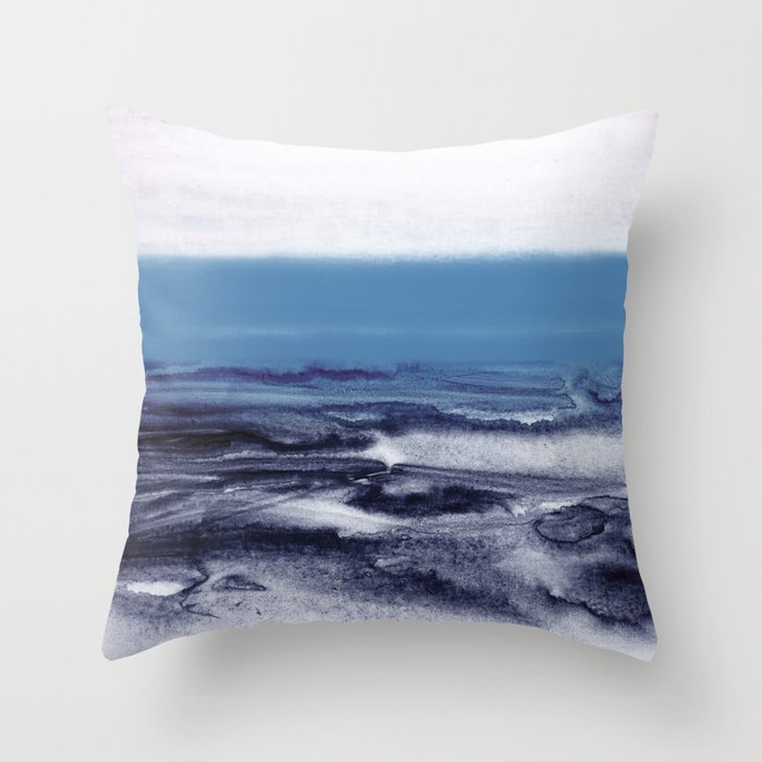 watercolor landscape - blue Throw Pillow